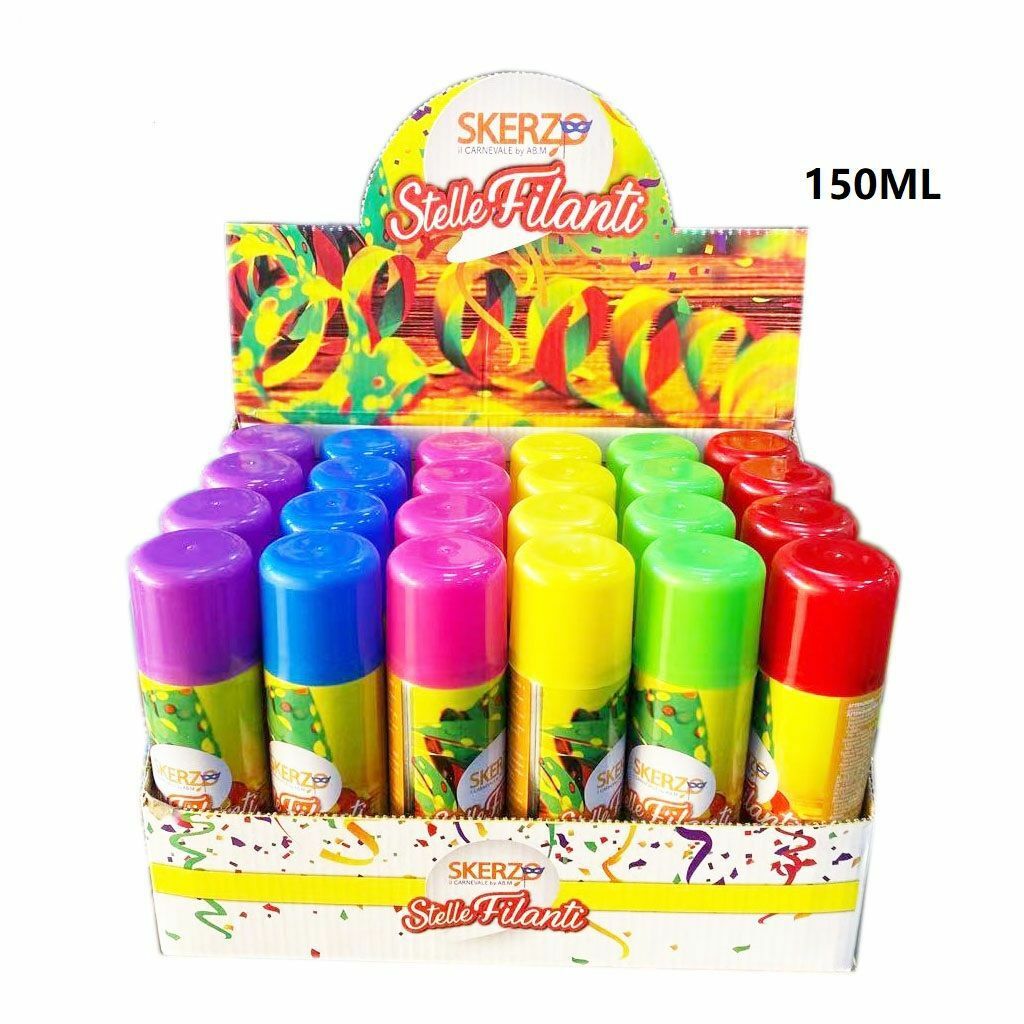 24pz Bombolette Stelle Filanti Multicolore Festa Party Compleanno Carnevale hmj