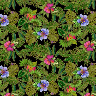 Laurel Burch Earth Song Jungle Grove with Flowers Leaves Fabric By FQ - 1/4 YD