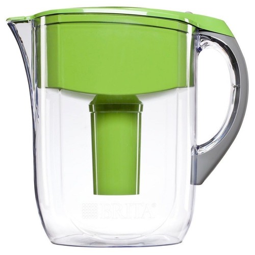 White BHG Water Filter Pitcher, 10 Cup, Brita Compatible, Wooden Handle,  Assembled Product Height Length Width: 1065 