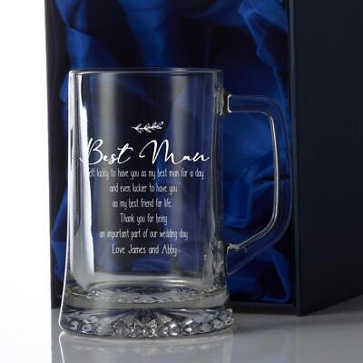 Personalised Best Man Pint Glass Beer Tankard Gift in Silk Lined Box TNK-46-SILK