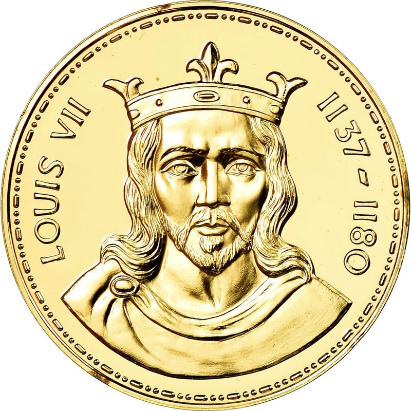 [#715478] France, MéDaille, Les Rois De France, Louis Vii, History, Fdc, Vermeil