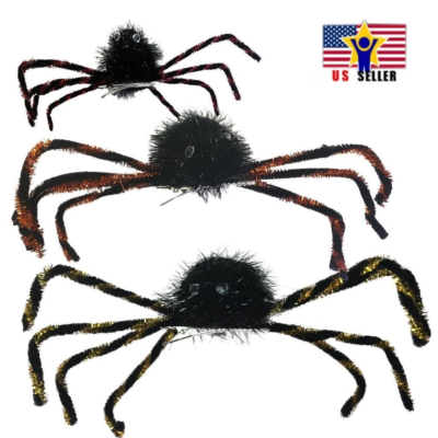 Sequin String Creepy Fur Spider Hair Clip Head Pins accessory Halloween costume