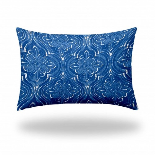 Поясничная подушка Ikat для внутреннего и Наружного применения размером 12 X 18 дюймов в сине-Белом чехле