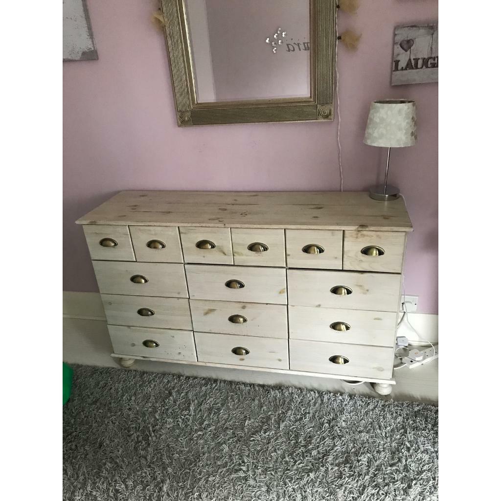 White washed large 15 drawer chest in Poole, Dorset Gumtree