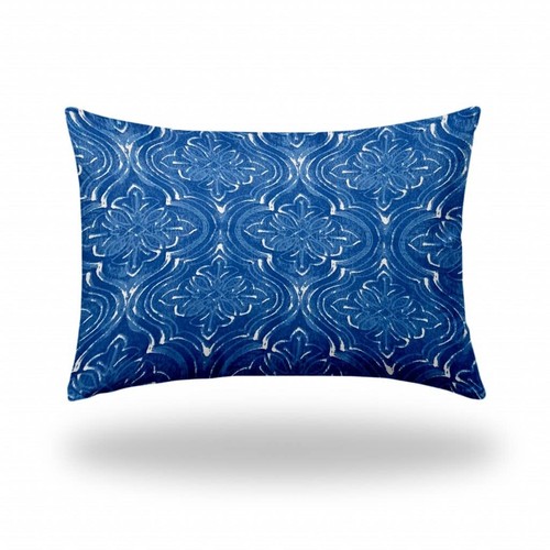 Поясничная подушка Ikat для внутреннего и Наружного применения размером 14 X 20 Сине-Белых выдувных швов