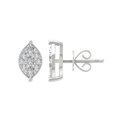 10k White Gold Round Lab Grown Diamond Composite Stud Earrings Gift For Women