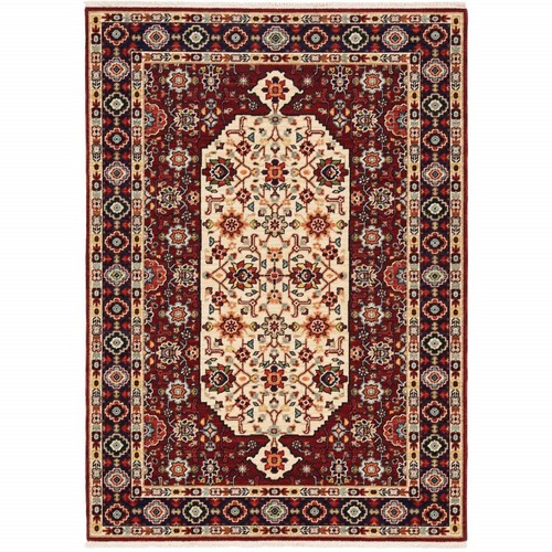 2 X 3 Красных, Цвета Слоновой Кости, Синих и Оранжевых коврика Oriental Power Loom, Устойчивых к пятнам