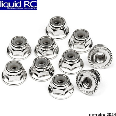 Hobby Products Intl. 103729 Serrated Flange Lock Nut M4 Silver Blitz (10)