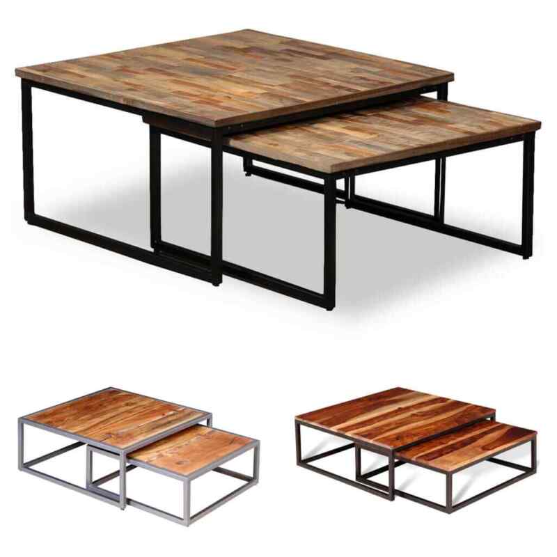 Nesting Table Set Of 2 Coffee Table Side End Table Solid Wood Sheesham Vidaxl
