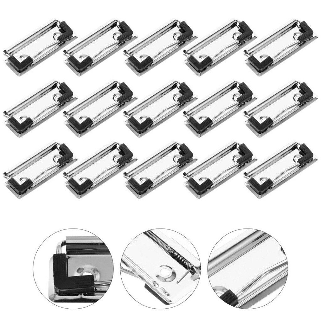 15pcs Universal Clipboard Clips Mountable Metal Clip SpringLoaded File
