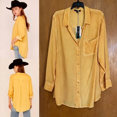$98 VELVET HEART Boyfriend Shirt Women's 2X 3X? Marigold Country Chic Plus Size