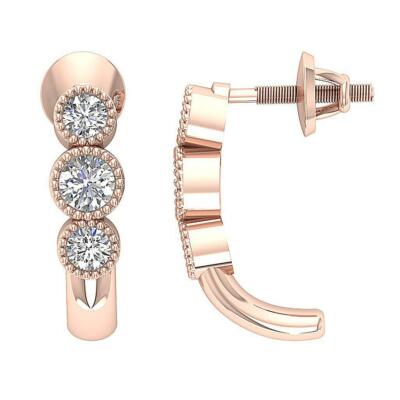 Pre-owned Diamondforgood Fashion Studs Earring Vs1 E 0.55 Carat Round Cut Diamond 14k Rose Gold Appraisal In White