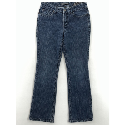 Nine West Womens Boot Cut Jeans Blue Dark Wash Mid Rise Stretch Pockets Denim 8