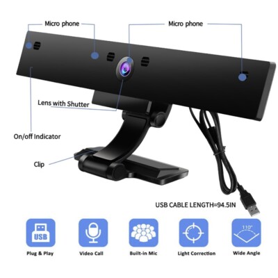 1080P HD Web Camera USB2.0 Webcam With Microphone LED For PC Computer Desktop