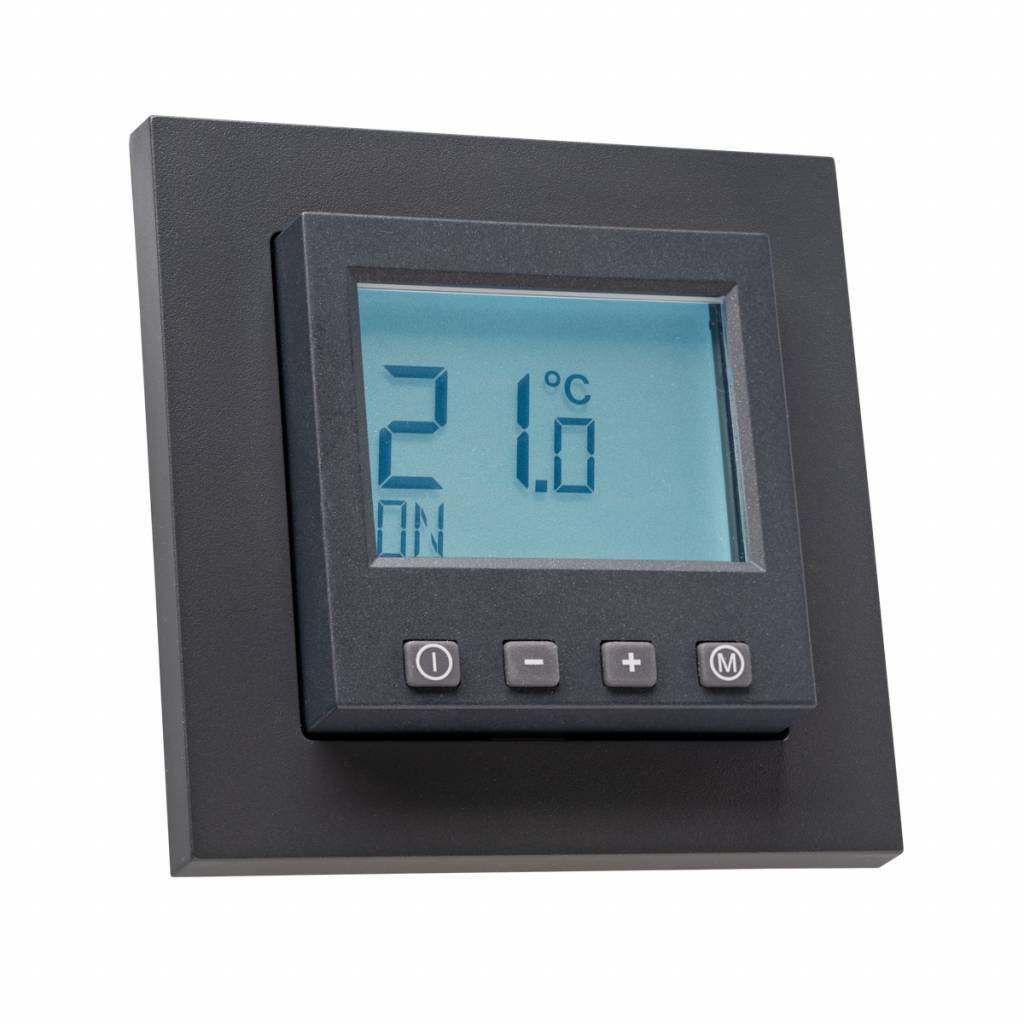 Raumthermostat digital 230V mit Gira E2 anthrazit Rahmen 021123 Heizen/Kühlen