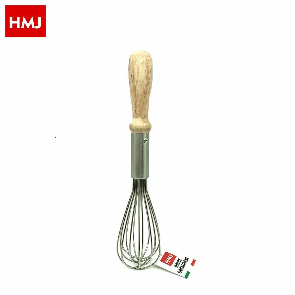 SbattiUova Frusta Sbatti Uova Acciaio Inox Manico Legno Dolci Cucina Montare hmj