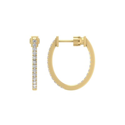 10k Yellow Gold Round Lab Grown Diamond Hoop Earrings Gift for Valentine's Day