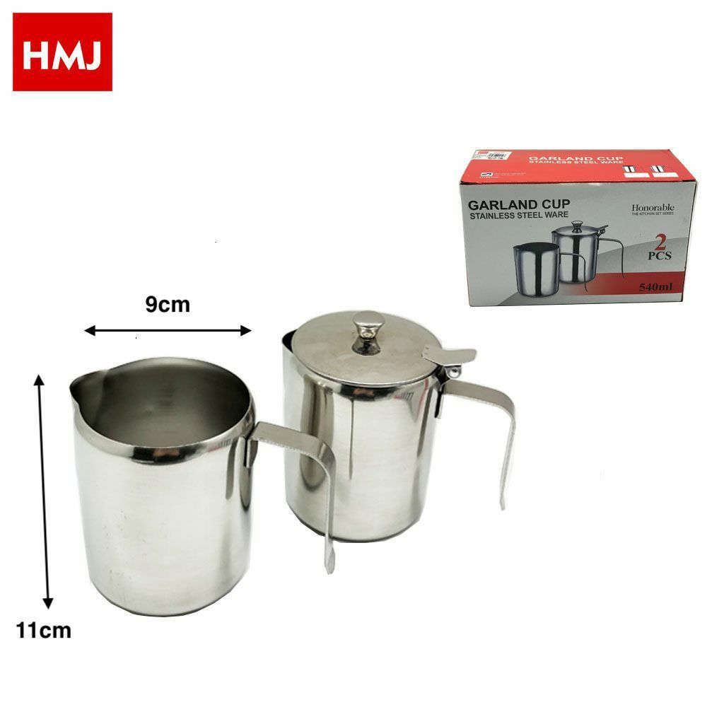 Set 2 Pezzi Pentolino Bollilatte 600ml Lattiera Metallo Con Manico Coperchio hmj