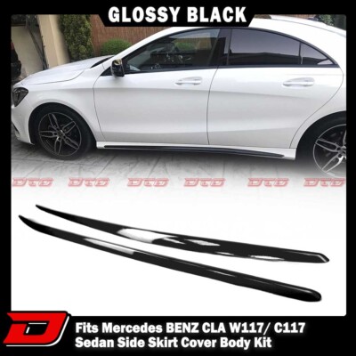 14-19 Fit Mercedes BENZ CLA W117 C117 4D Side Skirt Cover Body Kit Color Black