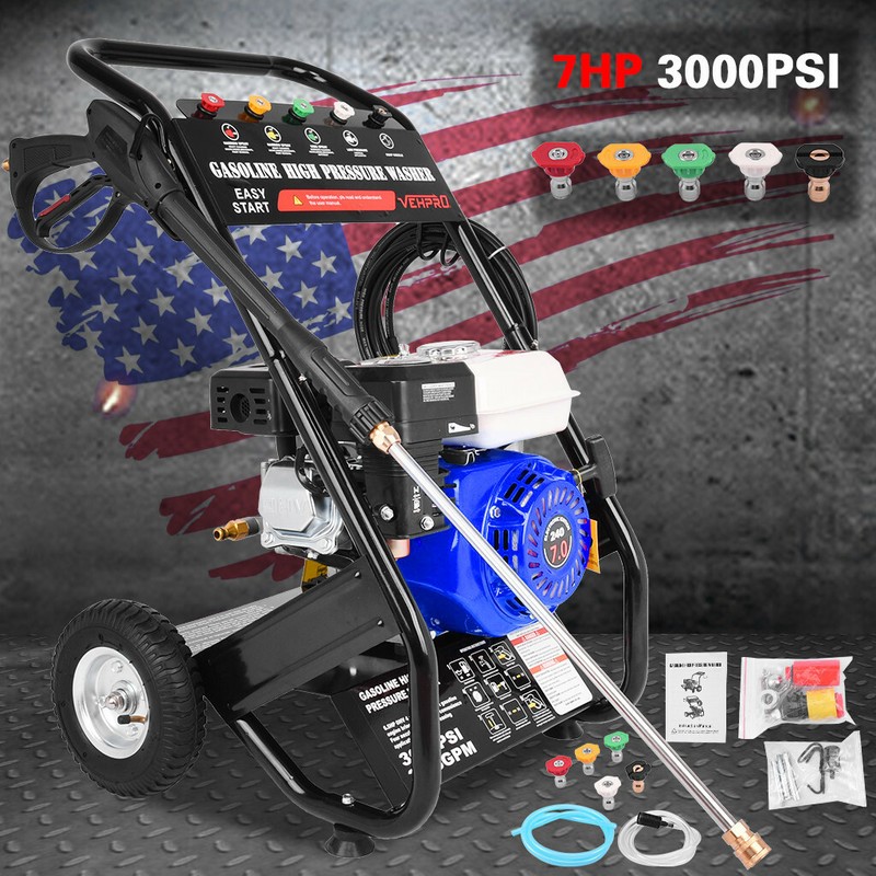 3000PSI 4-Stroke Gas Powered Petrol Engine Cold Water Pressure Washer 3600RPM