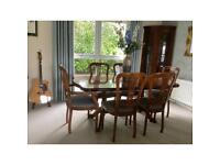 Dining room table and six chairs 
