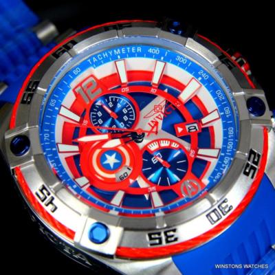 Pre-owned Invicta Marvel Captain America Bolt Viper 52mm Chronograph Limited Watch