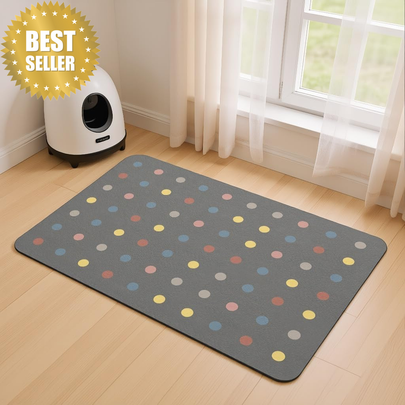 Dog Food Mat, Pet Feeding Mat Cat Dog Bowl Mat，Dark Grey：40X60Cm