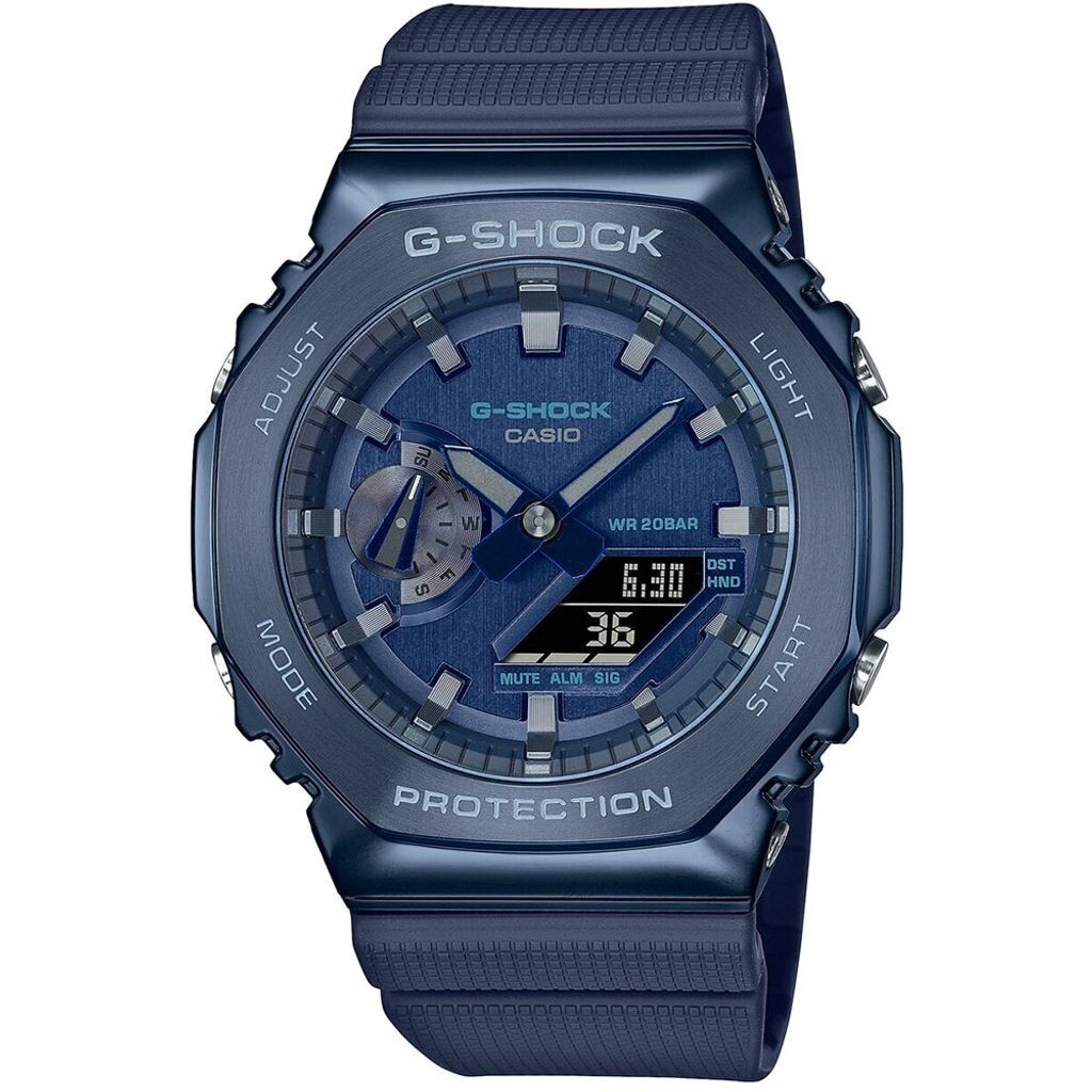 Pre-owned Casio Watch G-shock Metal Covered Gm-2100b-3ajf Men's Green Eu In Blue