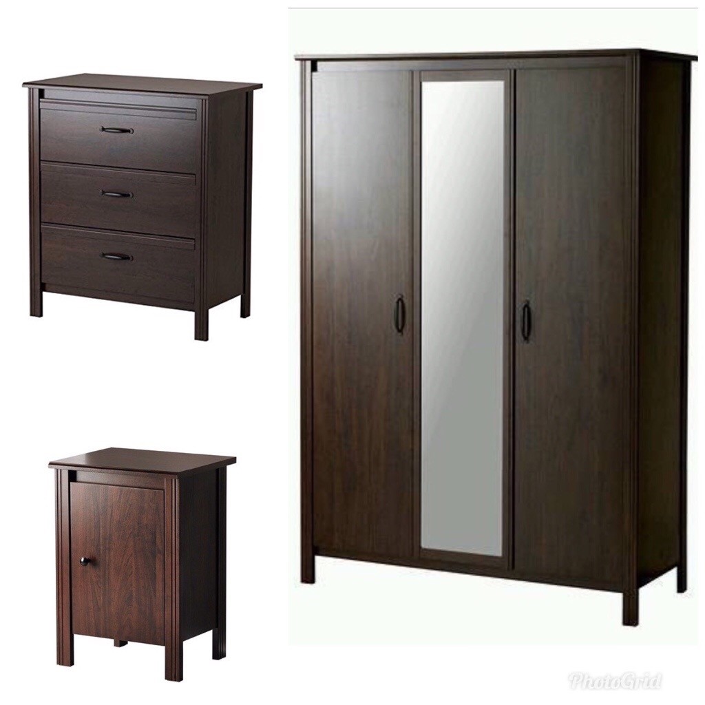 Ikea Brusali 3 Door Wardrobe Chest Of Drawers Bedside Table In