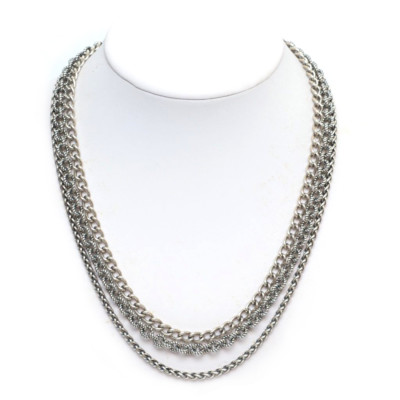 New DAVID YURMAN 3 Row Multi Chain Necklace Sterling Silver 18''  NWT