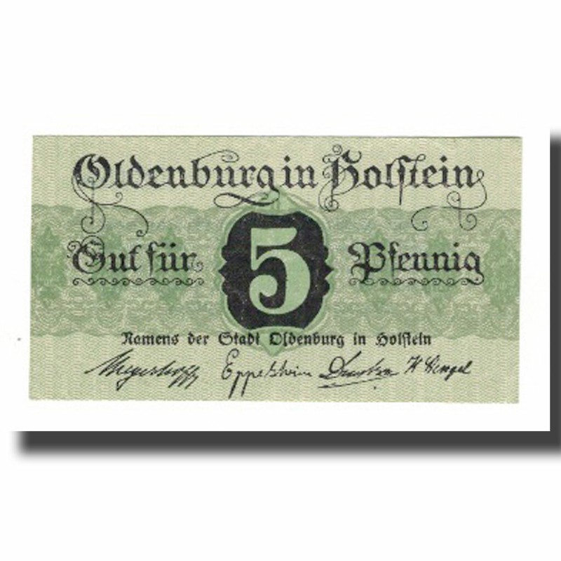 [#668964] Billet, Allemagne, Oldenburg I. Holstein Stadt, 5 Pfennig, Texte, Unda