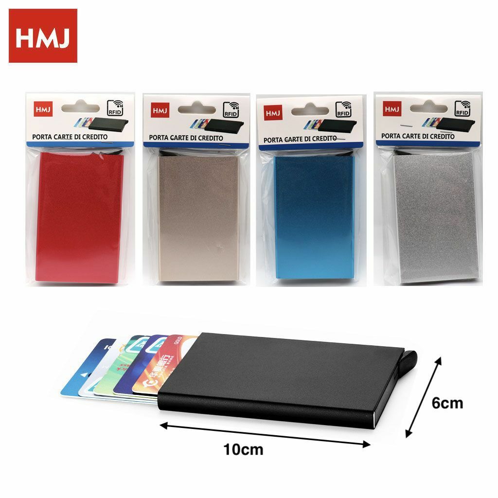 Set 12 Pezzi Porta Carte Di Credito Custodie Metallo Colorate hmj