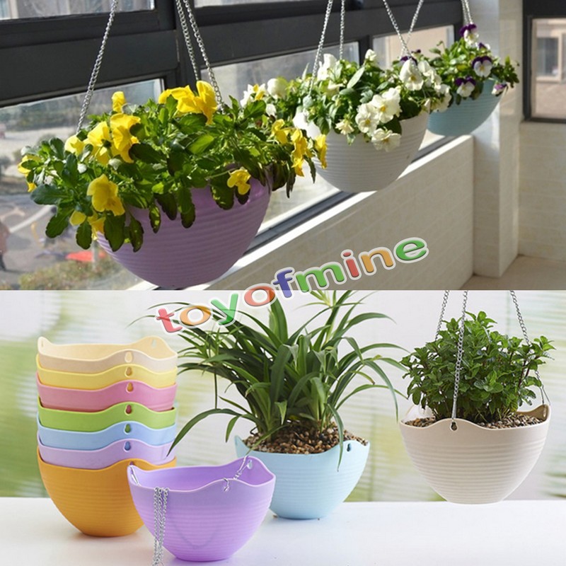 Hanging Flower Pot Chain Plastic Planter Basket Garden Flexible