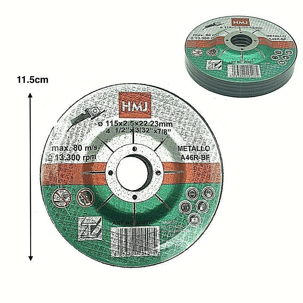 Set 5 dischi da taglio per Ferro Metallo Smerigliatrice Flex 115 x 2.5 x 22 Hmj