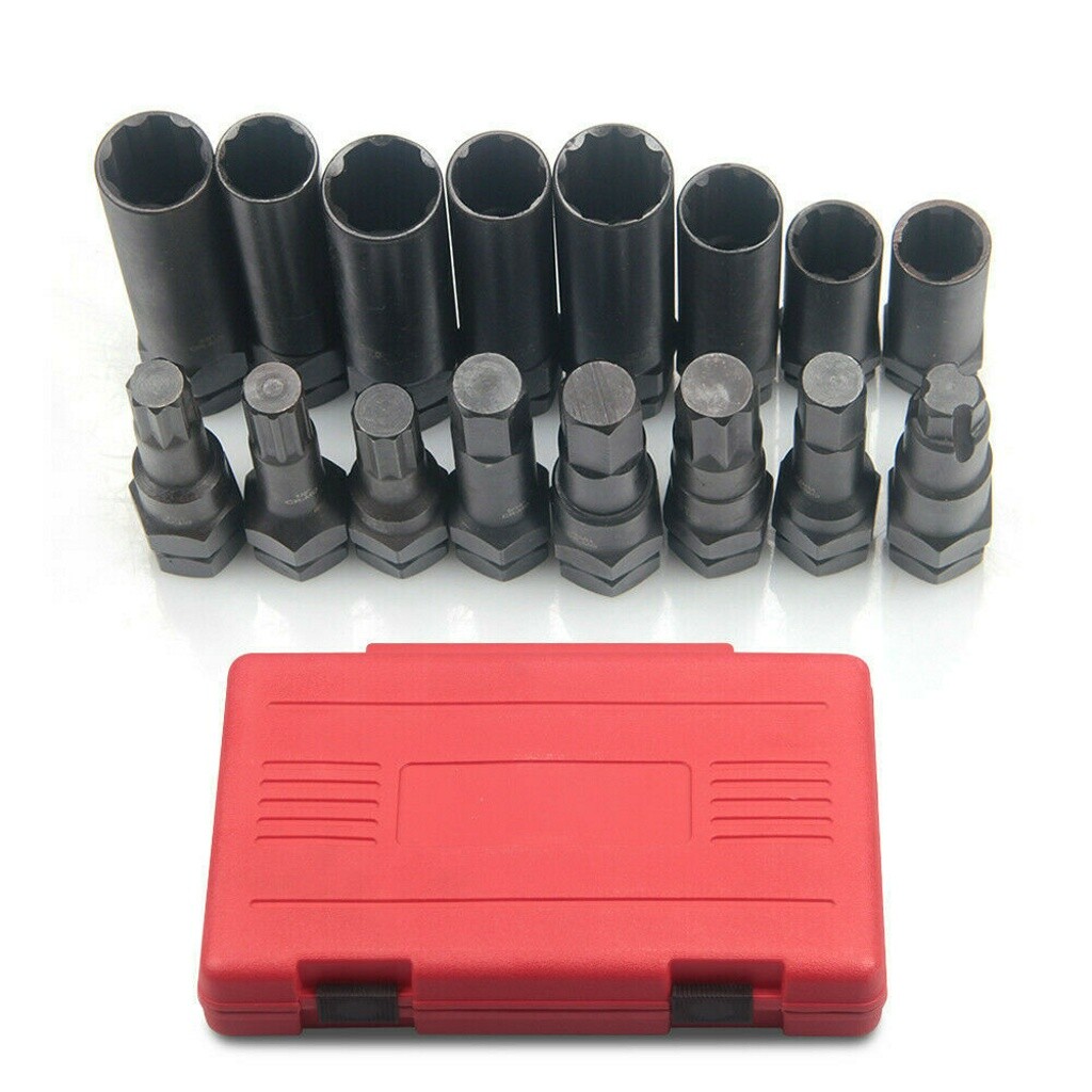 16 PC Locking Lug Nut Master Key Set | Wheel Tire Lug Removal Socket ...