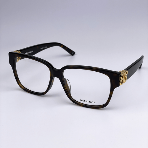 Pre-owned Balenciaga Everyday Bb0104o 002 Havana Gold Square Women Eyeglasses In Multicolor