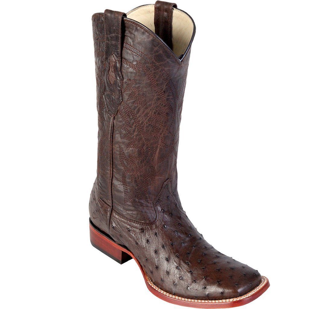 Pre-owned Los Altos Boots Los Altos Genuine Brown Ostrich Square Toe Western Cowboy Boot D