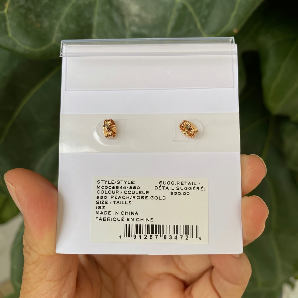 M0008544 MARC JACOBS LOGO DISC ENAMEL STUDS PEACH ROSEGOLD
