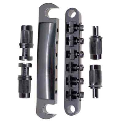 Adjustable Saddles Tune-O-Matic Guitar Bridge Tailpiece for LP SG Guitar Black