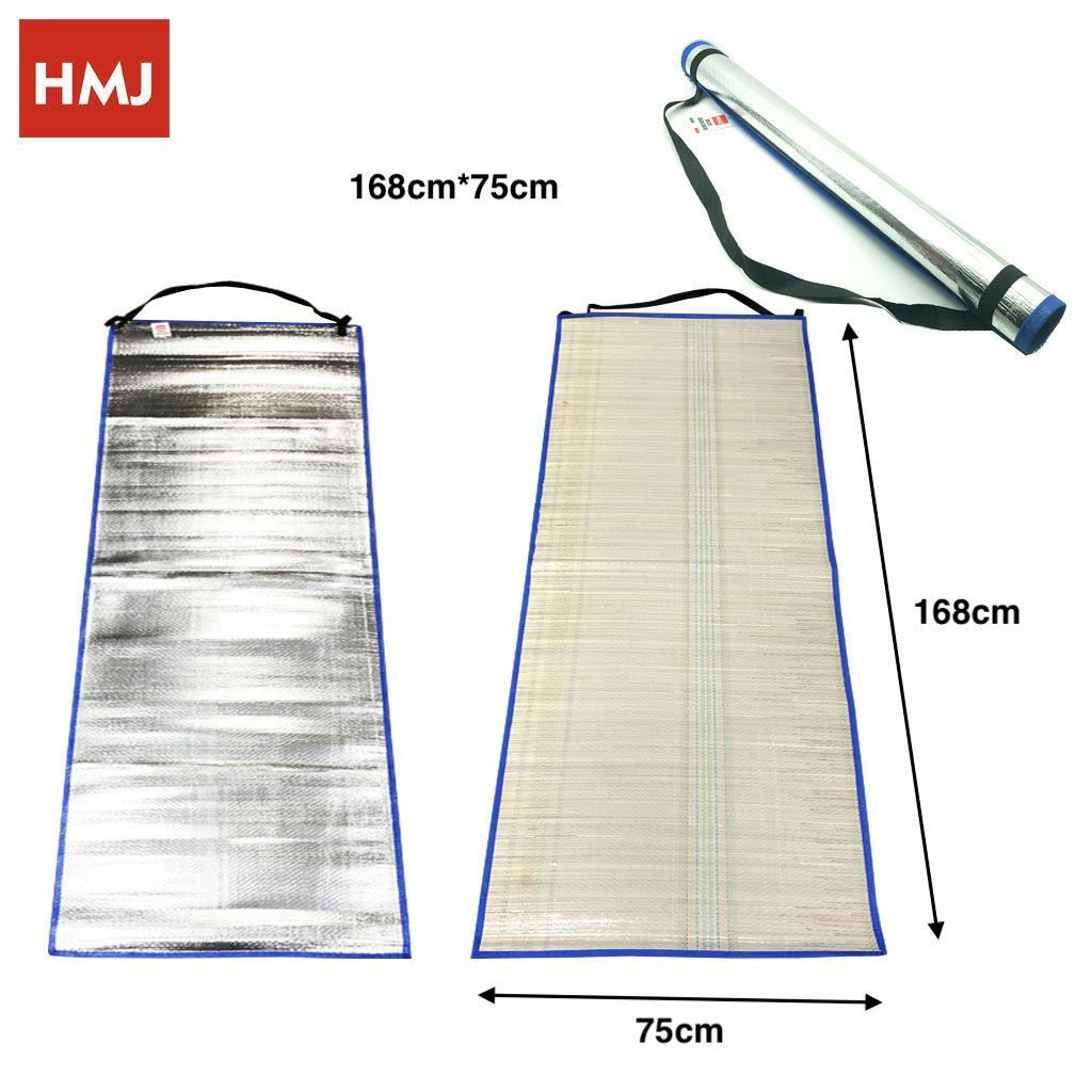 Stuoia Per Spiaggia Mare 168x75Cm In Paglia E Alluminio Avvolgibile hmj