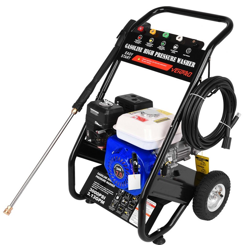 Gas Pressure Washer Power Spray Gun 7.0HP 3000PSI Max 5 Nozzles 4-Stroke