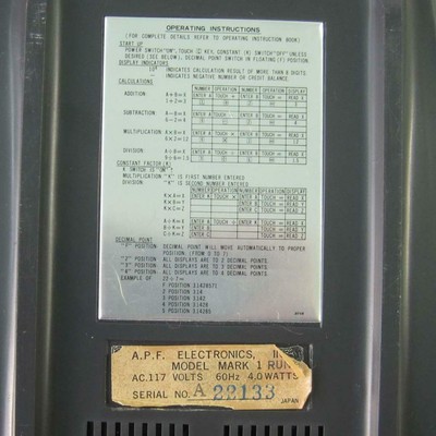 APF Mark 1 Calculator Vintage 1970s Works Made in Japan