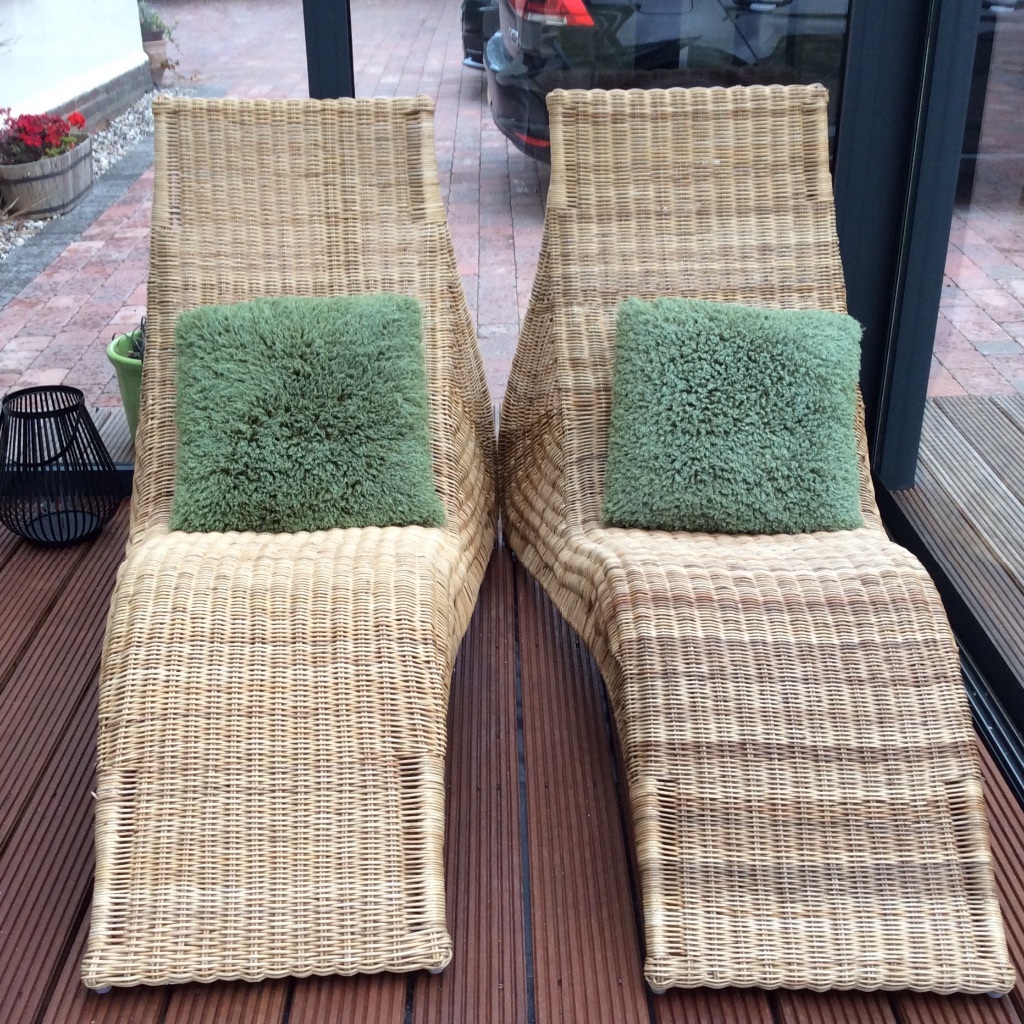 Brand new pair of IKEA rattan sun loungers for sale in Halstead