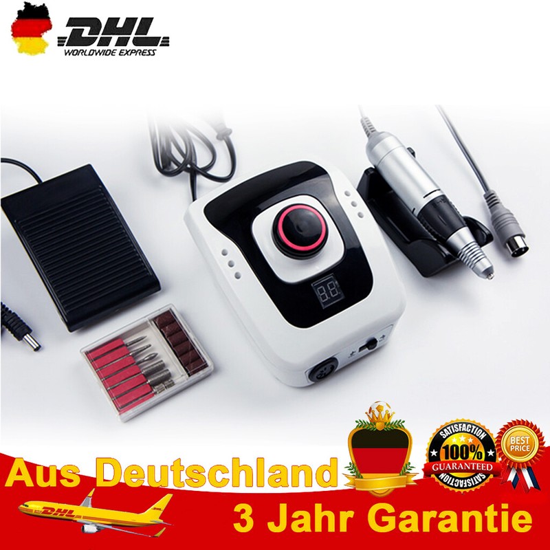 35000RPM Nagelfräser Fräser Profi Weiß Elektrische Maniküre Pediküre Set 6 Bits