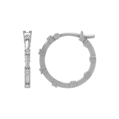 14k White Gold Round Lab Grown Diamond Hoop Earrings Gift for Valentine's Day