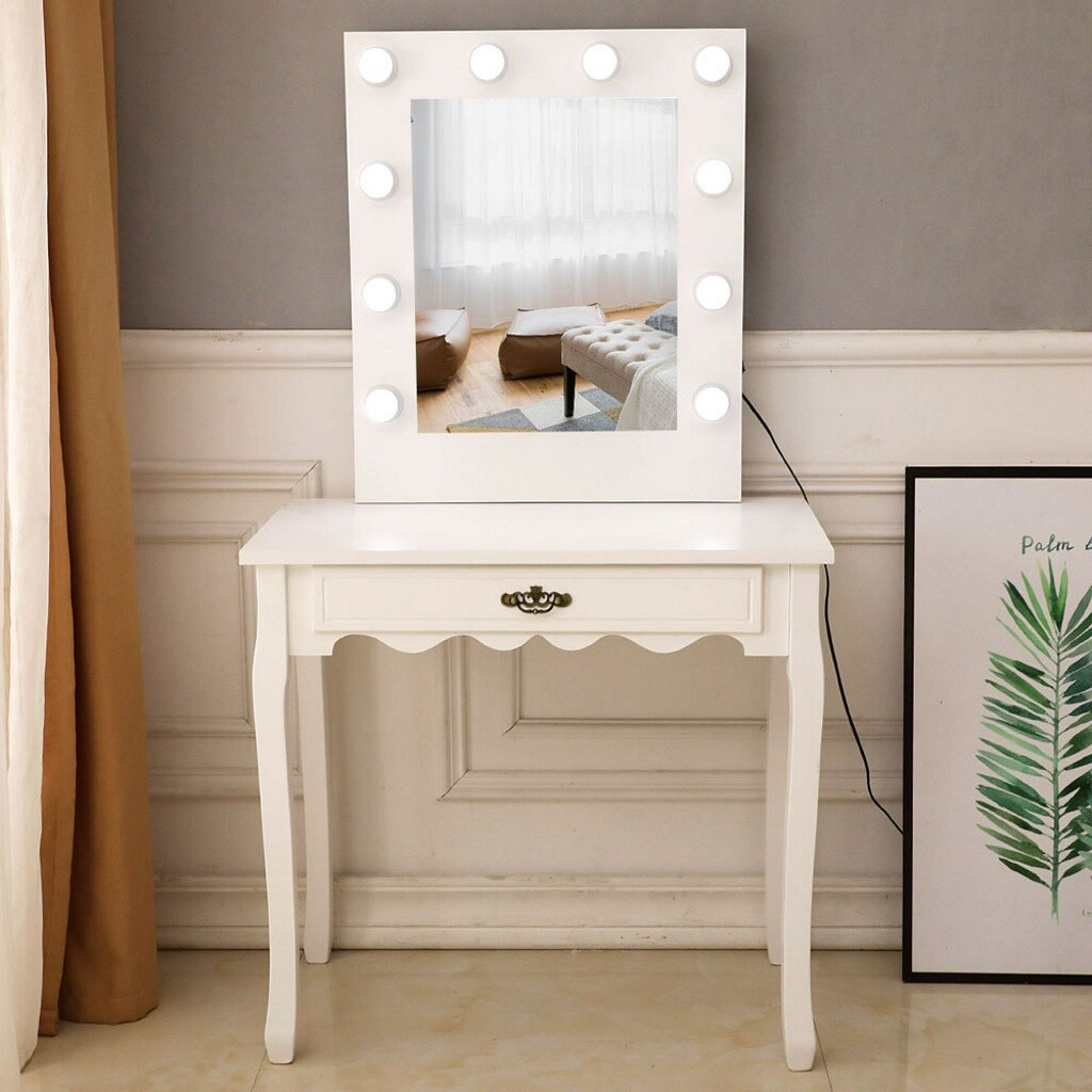 Details About Vanity Table W Drawers Mirror With Bulb Cold Light Bedroom Makeup Desk White