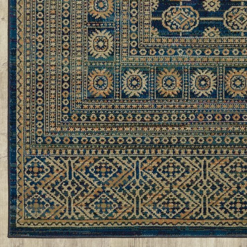 Устойчивый к пятнам коврик Oriental Power Loom размером 10 X 13 Дюймов, синий с Золотом