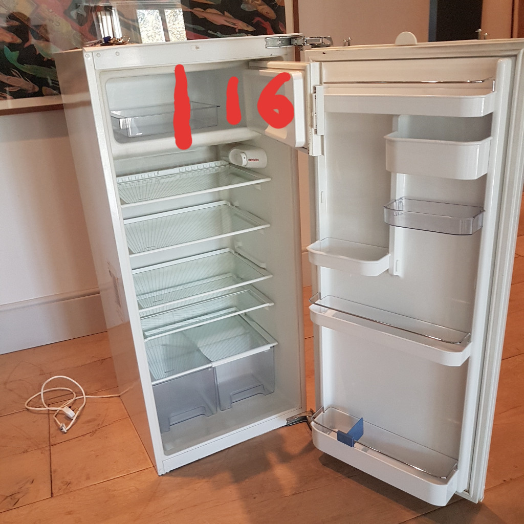 Bosch integrated refridgerator with small freezer compartment. in