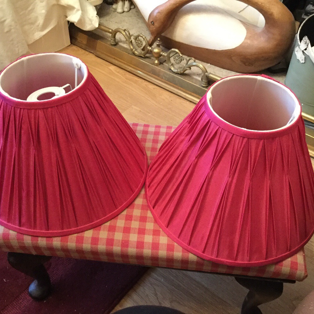 2 Laura Ashley cerise pink silk lamp shades for lamp or ceiling in