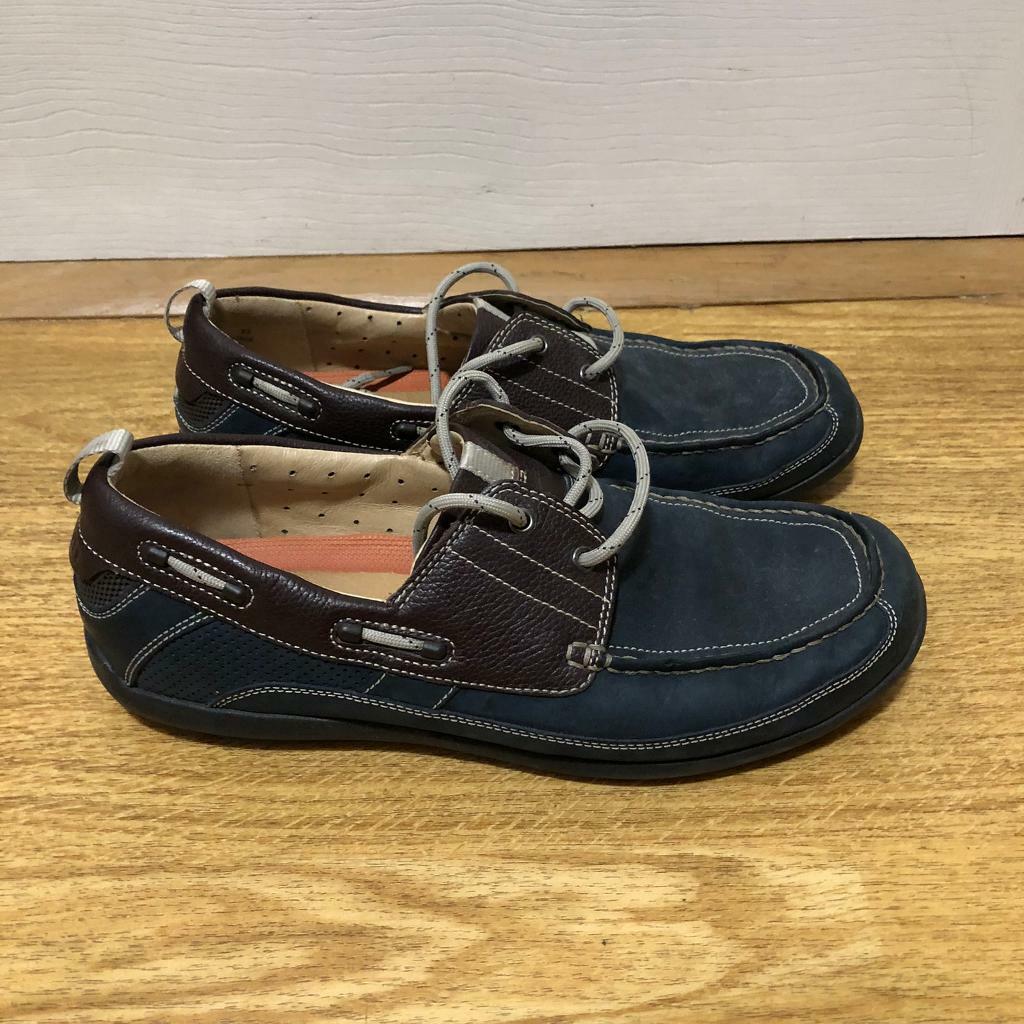 Mens Clarks Unstructured Navy Boat Shoes Size 9G in